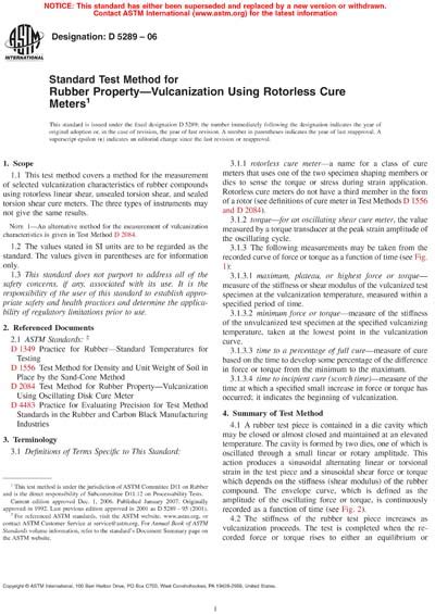 Standard Test Method for Rubber Property Vulcanization 